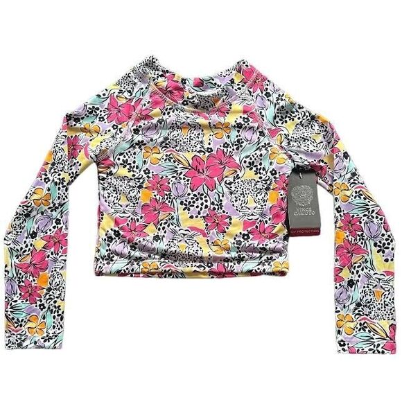 Vince Camuto Girl's Floral Tropical Jungle Print Rashguard SPF 50 Swim T… - Picture 1 of 12
